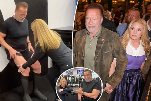 Arnold Schwarzenegger, 76, and girlfriend Heather Milligan, 49, reveal fitness routine: ‘Showing us your legs’