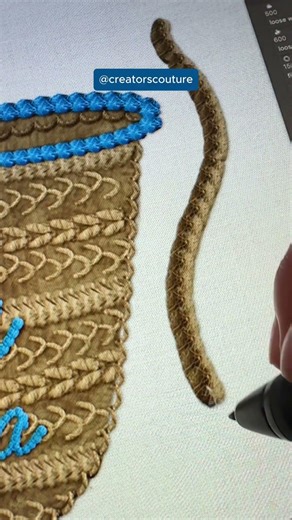 Digital embroidery effect with specially designed brushes that give the illusion of fiber and