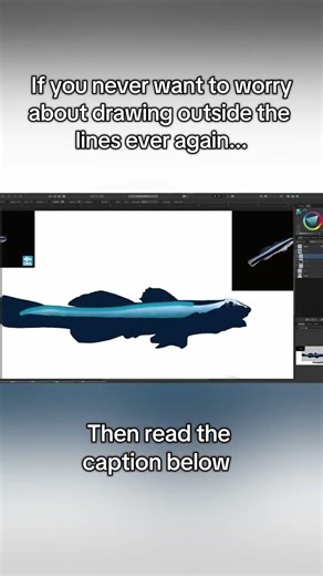 NEVER worry about drawing outside the lines with this technique! Drawing fish with clipping masks