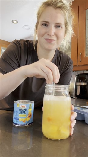 1.8K views · 17 reactions | In the mood for a mini tropical vacation?  There’s a recipe for that:  Blend 1 can Dole® Tropical Fruit In-Juice (15.25 oz), reserving some fruit and juice  Pour into ice tray and freeze  Add cubes to glass with sparkling water, extra tropical fruit pieces, and reserved juice  Sip and enjoy! | Dole Packaged Foods | Facebook