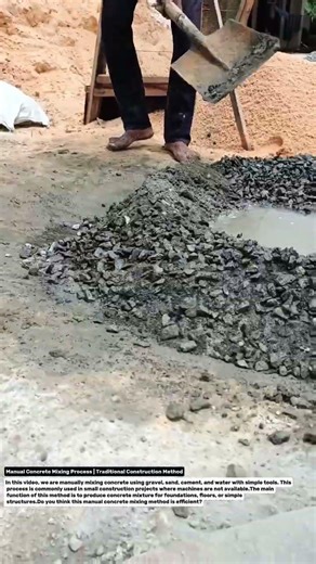 Manual Concrete Mixing Process | Traditional Construction Method.