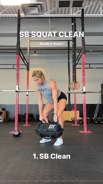 SB (Sandbag) Squat Clean ✅ Break it down into 1) SB Clean 2) SB Front Squat 3) Then combine into a SB Squat Clean! #reportfitness #skillpractice #sandbagtraining #squatclean #montrealgym #montrealfitness | Report Fitness HIIT & Cali Gym