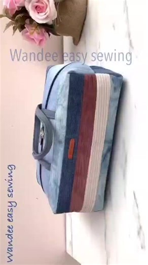 How to sew denim patchwork into small handbags