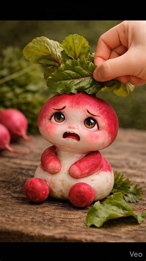 When You Touch My Leaves 😭#CuteVegetable #FunnyShorts #BeetrootDoll #FunnyFood #AIShorts