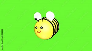 3D cartoon bee on a green screen, bee flying, 3D animation. chroma key. my dog stepped on a bee