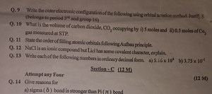 Q. 9 Write the outer electronic configuration of the following ... | Filo