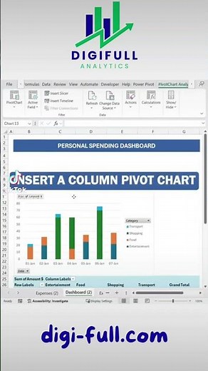 Build an Interactive Excel Spending Dashboard (No Formulas!) | Pivot Tables + Charts + Slicers
