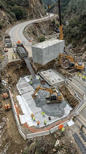 Cliffside Concrete Box Culvert Installation | Incredible Engineering Project #shorts
