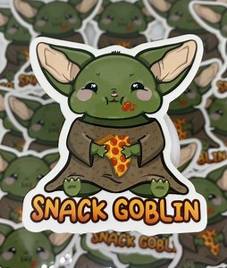 Snack Goblin Sticker - Cute Snack Goblin - Kawaii Creature Cute Sticker - Green Fantasy Cute Creature Sticker - Kawaii Sticker - Dnd Sticker - Etsy