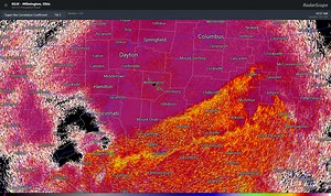 [10:55 AM] Although steady/heavy snow continues near/north of I-71, sleet/freezing rain is being observed in south-central OH & northeast KY. This radar animation shows where that mix line has set up (yellow/orange colors) versus farther to the north where there is snow (magenta). Some light icing (around one tenth of an inch) will be possible in parts of Mason/Lewis counties KY and Scioto County in Ohio. As expected, the mixed precipitation is limited snowfall accumulation in these areas. | US 