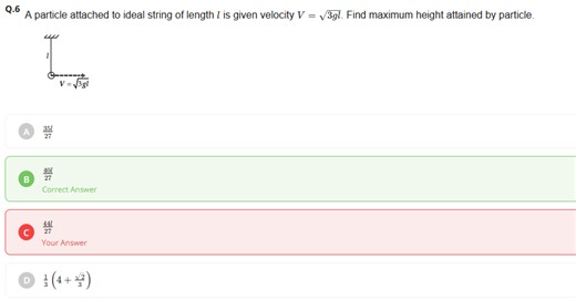 A particle attached to ideal string of length l is given veloci... | Filo