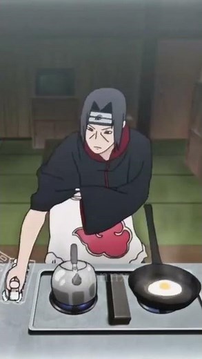 Itachi cooking egg for Sasuke 😁🖤