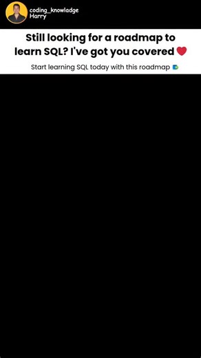 Harry on Instagram: "SQL ROADMAP 🛣️📌 . . #sql #sqldeveloper #sqldatabase #Coding #fullstack #programming #java #Python #sql #kotlin #backend #roadmap #javascript #engineers #coding_knowladge"