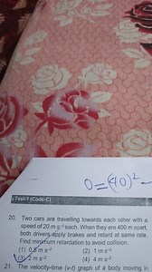 0=(40)2−Test-1 (Code-C)20. Two cars are travelling towards e... | Filo