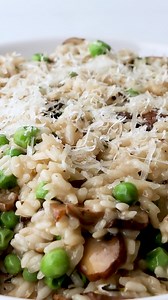 RECIPE: https://feelgoodfoodie.net/recipe/mushroom-peas-risotto/ This is a method for making risotto in a fraction of the time. Perfectly creamy, it's seriously the best! | Feel Good Foodie