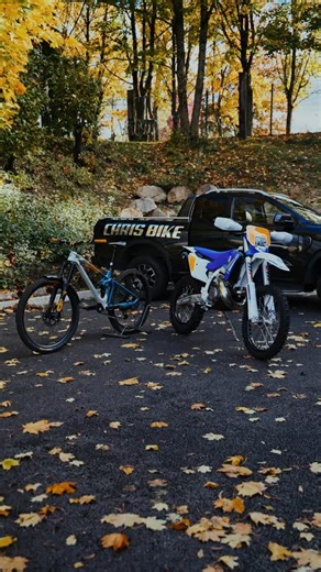 Super cool combo for @mondrakerbikes and @husqvarna.motorcycles Witch one do you want to shred ? | Chris Bike