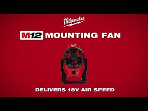 Milwaukee M12 Cordless 400 CFM Mounting Fan - Max Air Speed Up To 14 MPH