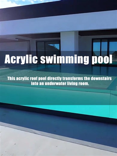 This acrylic roof pool directly transforms the downstairs into an underwater living room.#swimmingpool #Transparentswimming #acrylic