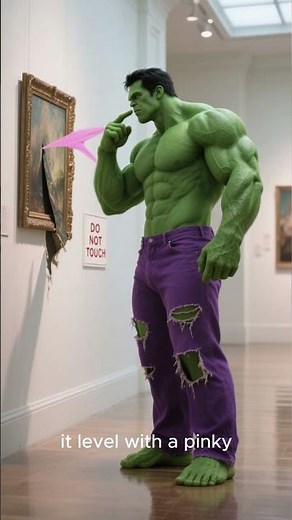 Hulk at the Museum: Gentle Giant Fixes a Crooked Frame 🖼️💚