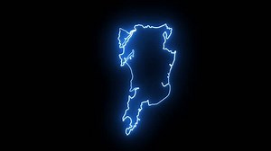 Mumbai city map animation in India with glowing neon effects