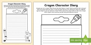 Crayon Character Diary Writing Template