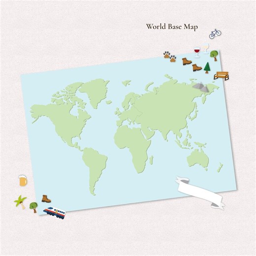 World Base Map Poster (various sizes) | Sticker Map print A3 A2 A1