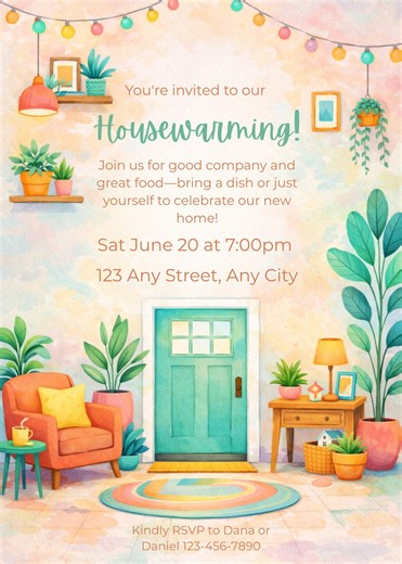 Housewarming Invitation | Editable Canva Template | Printable New Home Party Invite | Instant Download - Etsy