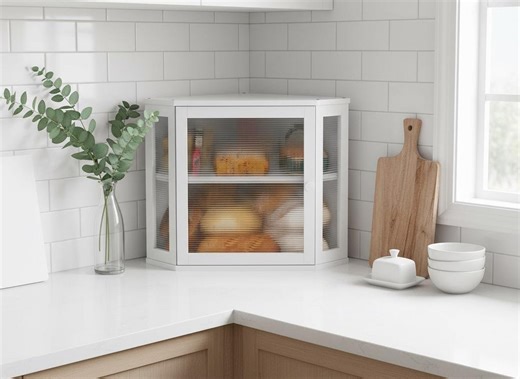 Corner Bamboo Bread Box – Black Kitchen Counter Storage With Acrylic Door - Etsy