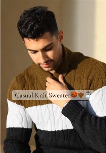 Elevate your winter wardrobe with this modern color-block sweater 🤎🍂#fashionforward #menstyle #sweaterweather #fyp #tiktokshopcreatorpicks