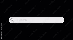 Loop of Internet search engine field, 4k animation featuring a web search tool with an entry field, Alpha Channel