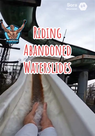 Riding Abandoned Waterslides. Even backwards. Which one would you ride for $10,000? #waterslide #abandoned #creepy #sora #ai