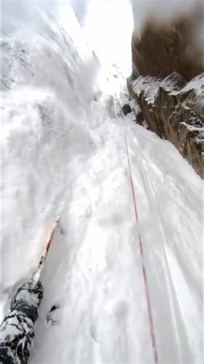 Leonardo Iezzi on Instagram: "Massive spindrift! Buried my ice tool in the snow. Almost lost it. Climbing a super snowy gully! #IceClimbing #Spindrift #Mountaineering #WinterClimbing #IceTools #SnowGully #ClimbingLife #ReelsAdventure"