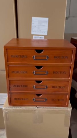 Vintage 16-Drawer Wooden Desk Organizer 4Pcs 4-Slot File Storage Cabinet with Drawers for Home, Office, Schools, Library, Stackable, Multifunctional