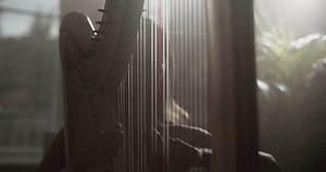 clip-1108482151-silhouette-female-musician-plucking-strings-harp-during