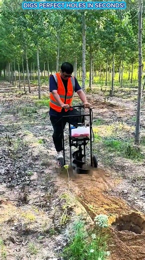 Hand-Push Earth Auger Machine Drills Perfect Planting Holes in Seconds.