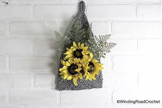 Hanging Wall Basket Free Crochet Pattern - Winding Road Crochet