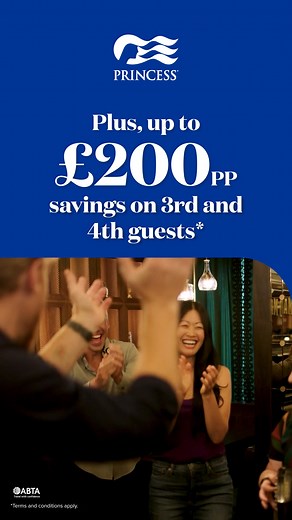 Book your 2026 or 2027 holiday on Sky Princess from Southampton by 8 December and enjoy extra savings on us. | Princess Cruises