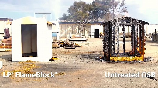 81K views · 278 reactions | LP® FlameBlock® Fire-Rated Sheathing combines proven flame-spread and burn-through resistance in one panel. See how it stacks up against untreated OSB. | LP Building Solutions for Professionals | Facebook