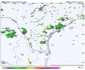 Radar Loop: SEPT 24, 3P - SEPT 25, 8:40A We are past the heaviest rains from this rain event. Scattered showers remain in the region, moving northwest to southeast. This will stick around through the morning hours. Drier conditions prevail into the afternoon. High temperatures will also be about 10° cooler than they were yesterday thanks to the cold front that moved through helping trigger this rain. Highs in the middle to upper 80s today. | Alan Holt