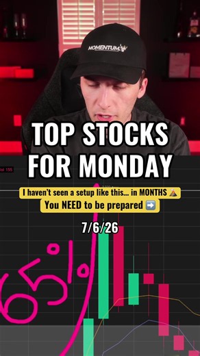 TOP 3 STOCKS FOR MONDAY 7/6/26 TRADING DAY WATCHLIST Thursday’s TOP stock popped STRAIGHT to targets.. and after the long weekend, traders are looking for the next big move. Is this the one? Want my full watchlist and to watch these trades and others in real-time? Claim your 7 day free trial! What stocks are you looking to trade tomorrow? #howtotrade #daytrading #investing #stockstowatch #momentum