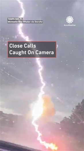 AccuWeather | Close calls caught on camera! ⚡ From lightning strikes and manhole explosions to falling trees and boulders. #lightning #lightningstrike... | Instagram