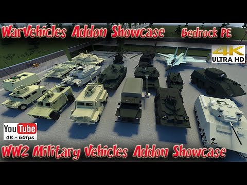 WarVehicles Addon Showcase WW2 Military Vehicles Addon Tanks Helicopters Minecraft Bedrock PE