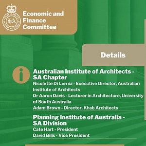 On Thursday 6 July at 9.45am the Economic and Finance Committee will hear from witnesses in relation to its inquiry into South Australian housing availability. Come along or listen online via https://www.parliament.sa.gov.au/about-parliament/broadcast-pages/oldchamber | Parliament of South Australia | Facebook