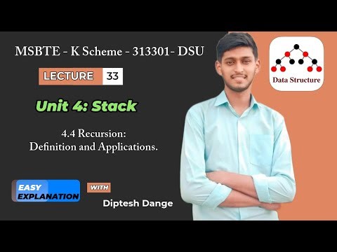 4.4 Recursion: Definition and Applications | MSBTE K Scheme | TY DSU Unit 4 Data Structure Using C|