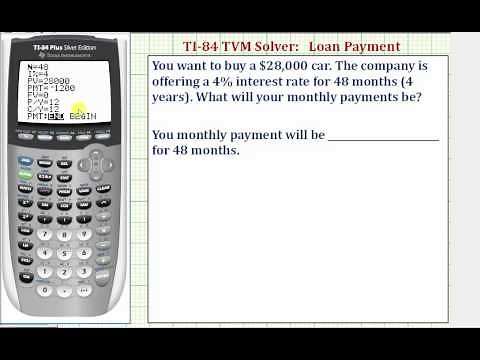 Ex: TI84 TVM Solver - Find a Monthly Loan Payment