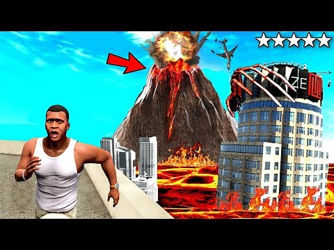 BIGGEST Volcano Destroys LOS SANTOS In GTA 5 - GTA V Volcano Island