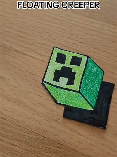 Drawing a 3D floating creeper was so easy! #easydrawing #drawing #creeper #minecraft