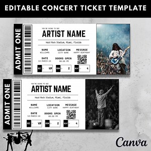 Editable Concert Ticket Template, DIY Event Ticket, Surprise Gift Custom Concert Ticket, Printable Concert Tickets Gift Idea, Canva Template - Etsy Ireland