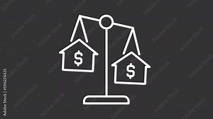 Estate valuation white animation. Cost approach. Home appraisal. Market value. Seamless loop HD video with alpha channel on transparent background. Animated outline icon for night mode Stock Video