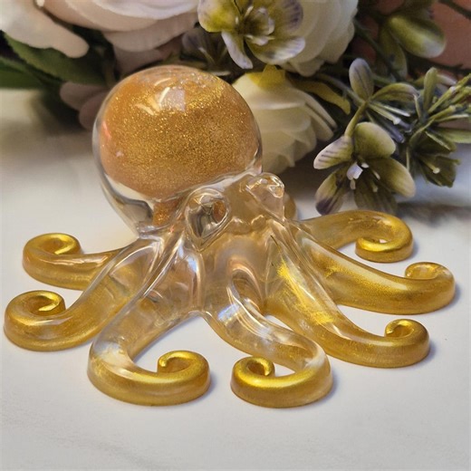 Snow Globe Octopus Decoration Shaker Octopus Maritime Decoration Handmade Octopus Epoxy Resin Liquid Core Shaker Decoration Gold - Etsy UK